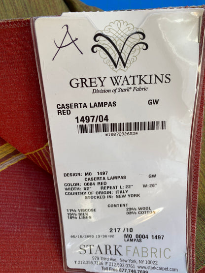 9 Berkbox73 Square Silk by Grey Watkins Caserta Lampas Red Botanical Tree Foliage MSRP USD 496/y