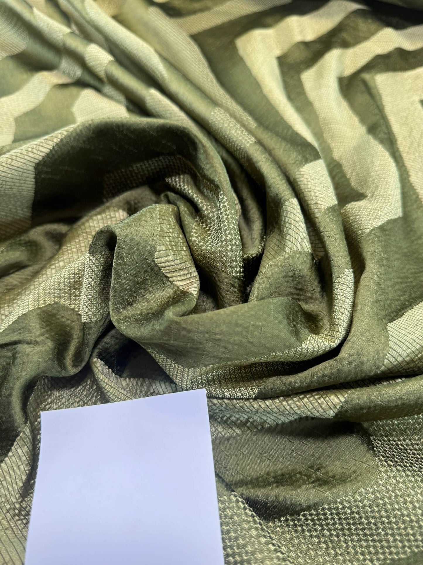 Scalamandre Savoir Faire Green Olive Chartreuse Chevron Silk - By The Yard - MSRP USD 264/y