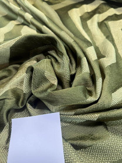 Scalamandre Savoir Faire Green Olive Chartreuse Chevron Silk - By The Yard - MSRP USD 264/y