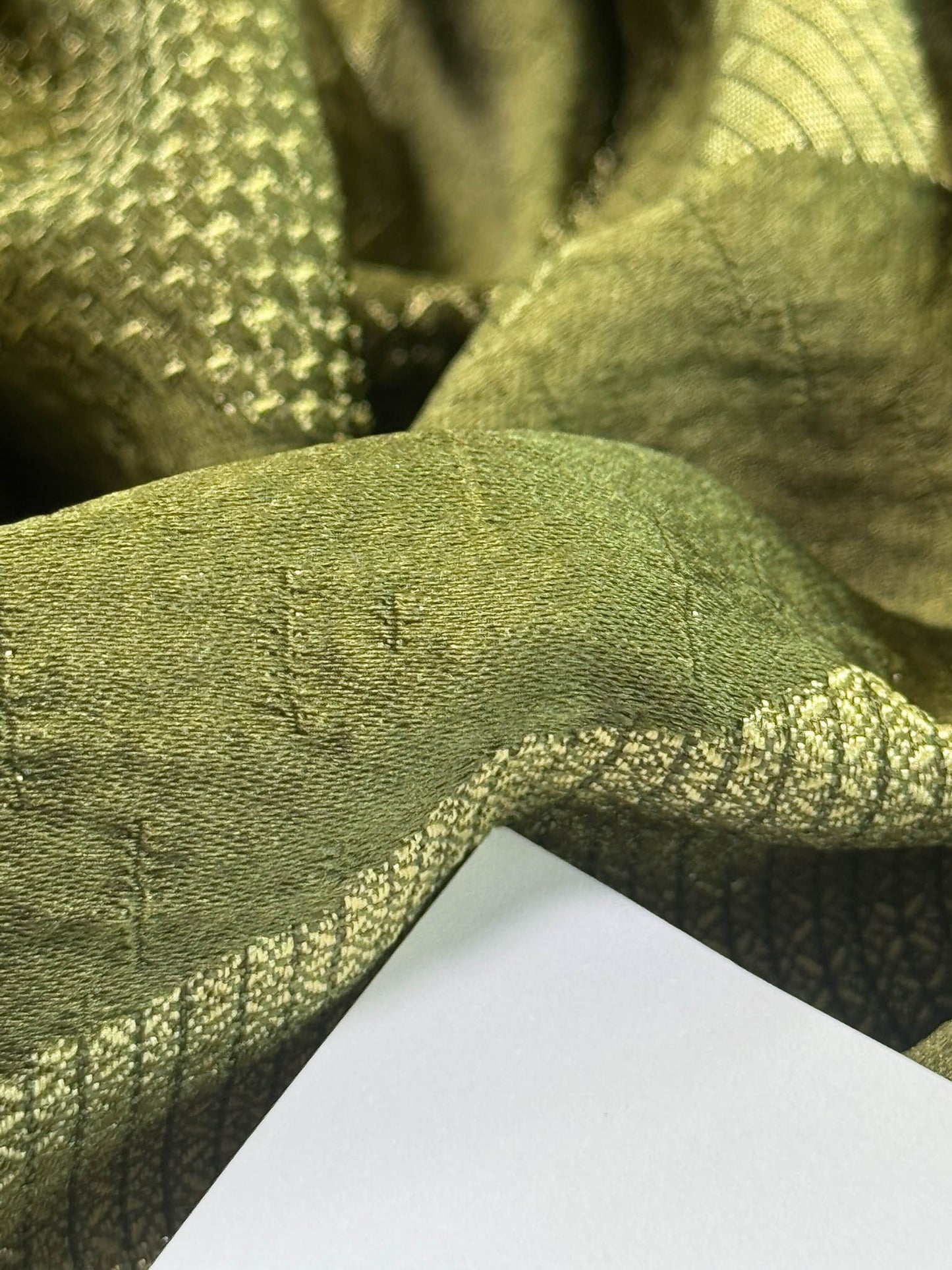 Scalamandre Savoir Faire Green Olive Chartreuse Chevron Silk - By The Yard - MSRP USD 264/y
