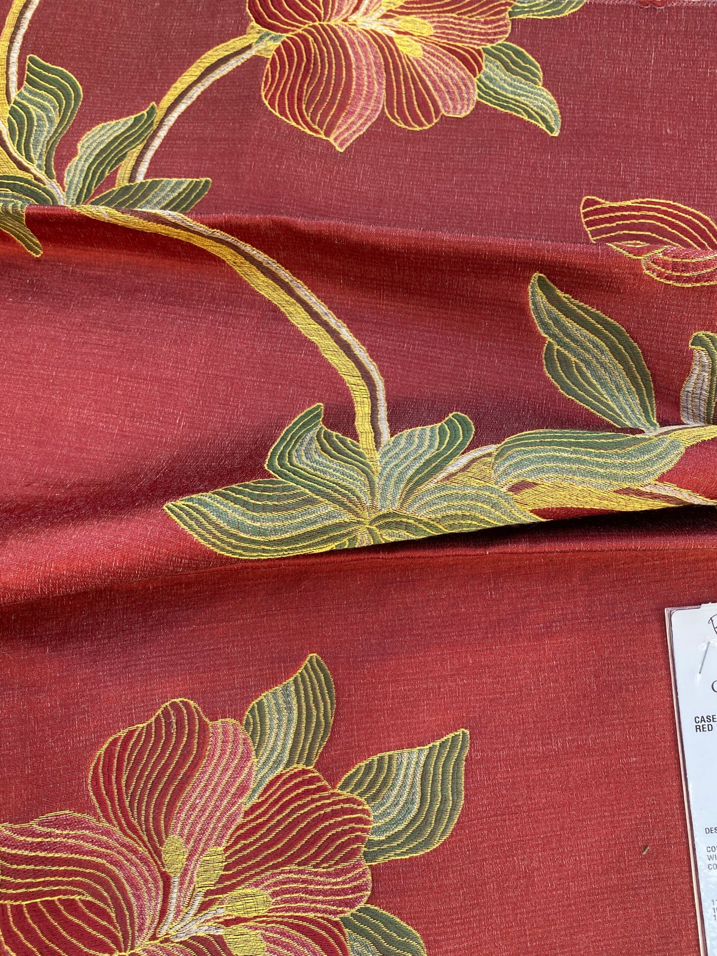 10 Berkbox73 Square Silk by Grey Watkins Caserta Lampas Red Botanical Tree Foliage MSRP USD 496/y