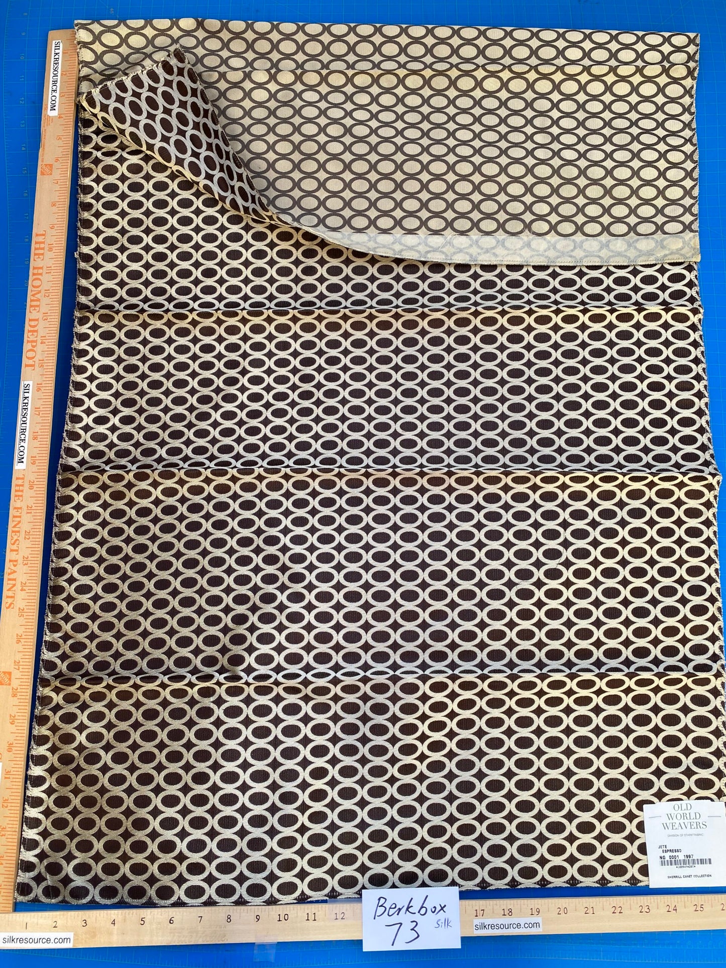 11 Berkbox73 Square Silk by Old World Weavers Jete Espresso Dot Circle Geometric Brown Beige 1.2yd x 26" MSRP USD 250/y