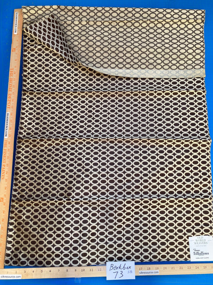 11 Berkbox73 Square Silk by Old World Weavers Jete Espresso Dot Circle Geometric Brown Beige 1.2yd x 26" MSRP USD 250/y