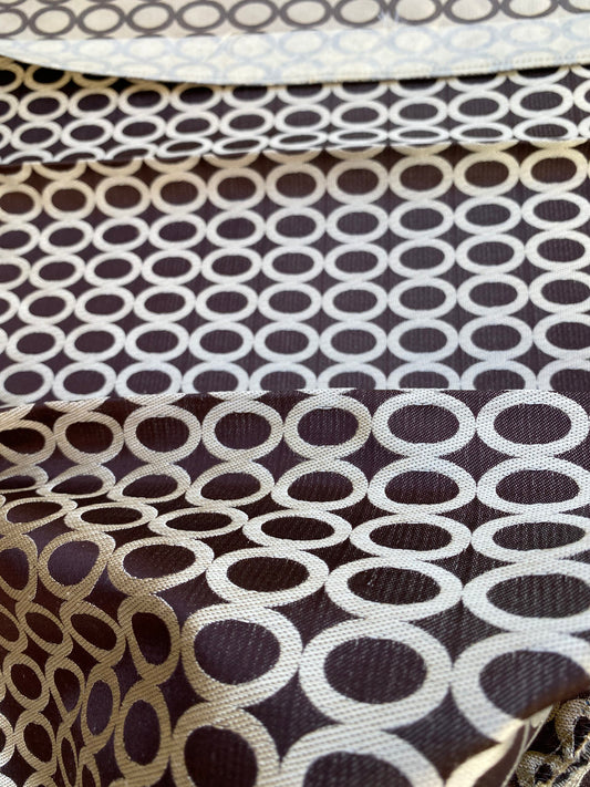 11 Berkbox73 Square Silk by Old World Weavers Jete Espresso Dot Circle Geometric Brown Beige 1.2yd x 26" MSRP USD 250/y