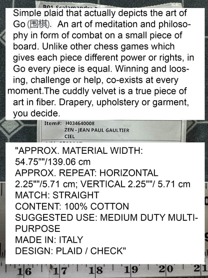 Scalamandre Zen - Jean Paul Gaultier Ciel Grey White Cotton Velvet Print Go Chess Asian Wisdom - By The Yard