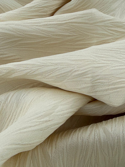 Scalamandre Pirana Ricci Silk Textured Chevron Willow Foliage Fabric in Cream White - By The Yard - MSRP USD298/y