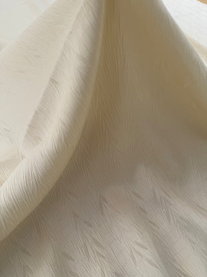 Scalamandre Pirana Ricci Silk Textured Chevron Willow Foliage Fabric in Cream White - By The Yard - MSRP USD298/y
