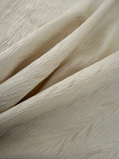 Scalamandre Pirana Ricci Silk Textured Chevron Willow Foliage Fabric in Cream White - By The Yard - MSRP USD298/y