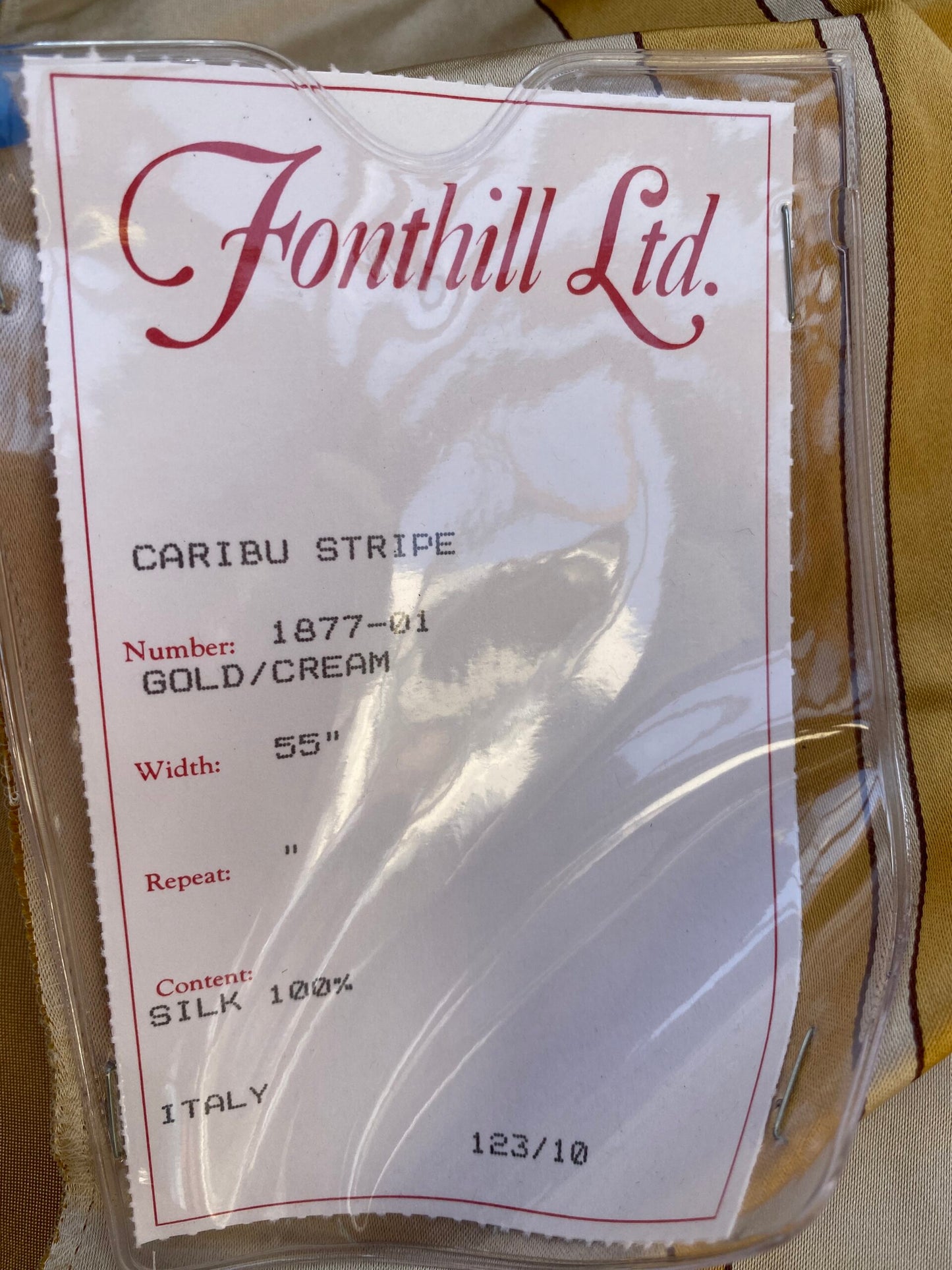 13 Berkbox73 Square Silk by Fonthill Caribu Stripe Gold Cream MSRP USD 200+/y