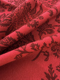 Scalamandre Monique in Red Jacobean Printed Felt Floral Brown On Red - By The Yard - MSRP USD290/y
