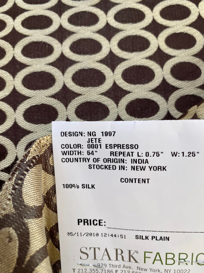 15 Berkbox73 Square Silk by Old World Weavers Jete Espresso Dot Circle Geometric Brown Beige 26"x32" MSRP USD 250/y