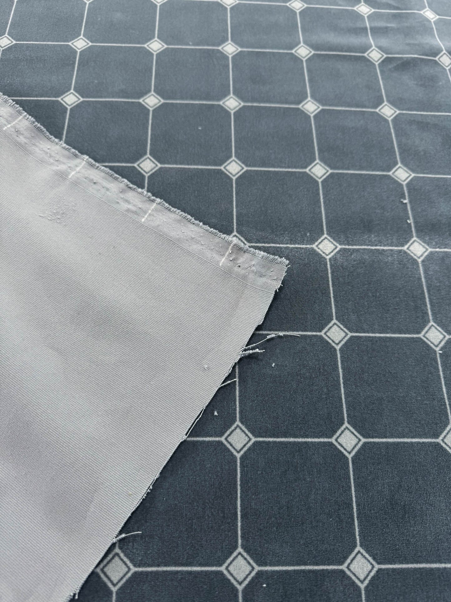 Scalamandre Zen - Jean Paul Gaultier Ciel Grey White Cotton Velvet Print Go Chess Asian Wisdom - By The Yard