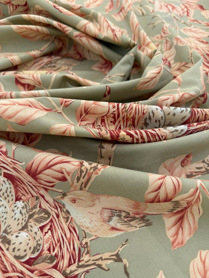 Brunschwig and Fils Walnut Tree  Famous Birds Green Brown Tree House Cotton Print - By The Yard - MSRP USD300+/y