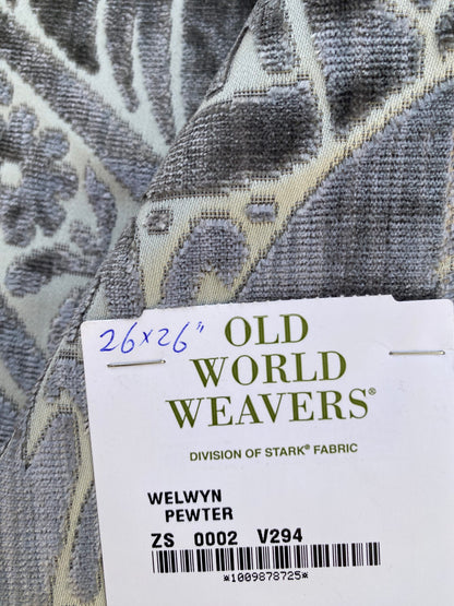 16 Berkbox73 Square Silk by Old World Weavers Welwyn Pewter 26"x26" MSRP USD 2332/y