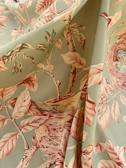 Brunschwig and Fils Walnut Tree  Famous Birds Green Brown Tree House Cotton Print - By The Yard - MSRP USD300+/y