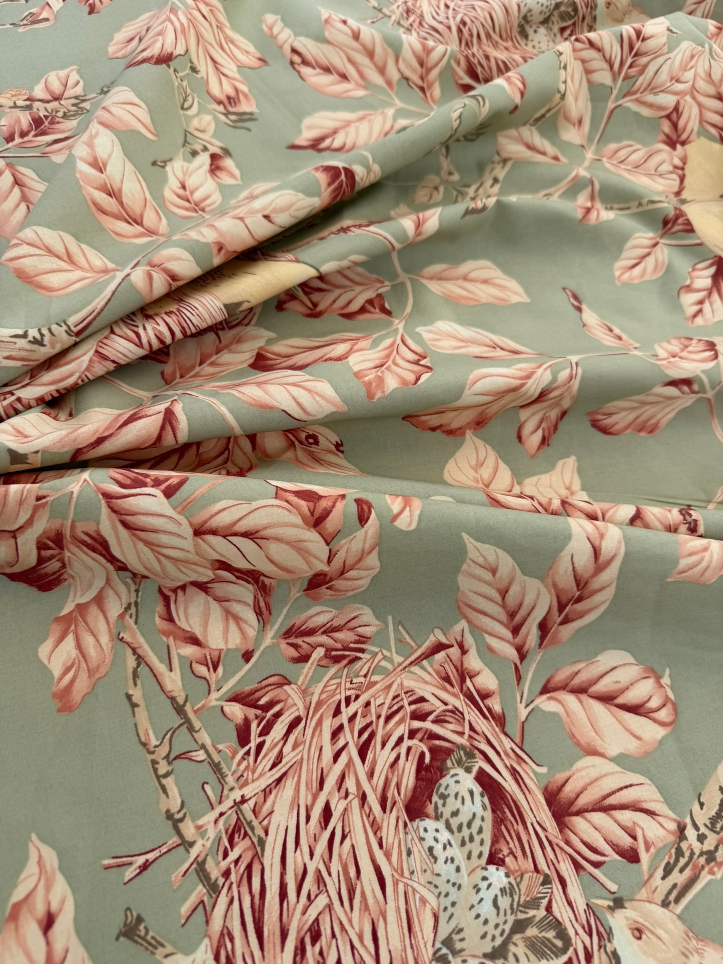 Brunschwig and Fils Walnut Tree  Famous Birds Green Brown Tree House Cotton Print - By The Yard - MSRP USD300+/y