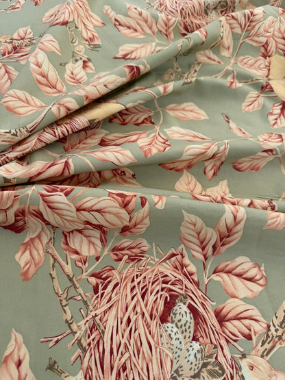 Brunschwig and Fils Walnut Tree  Famous Birds Green Brown Tree House Cotton Print - By The Yard - MSRP USD300+/y