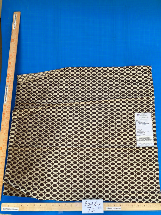 18 Berkbox73 Square Silk by Old World Weavers Jete Espresso Dot Circle Geometric Brown Beige 26"x32" MSRP USD 250/y