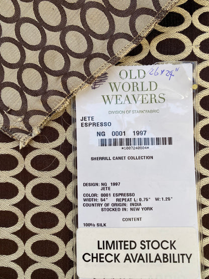 18 Berkbox73 Square Silk by Old World Weavers Jete Espresso Dot Circle Geometric Brown Beige 26"x32" MSRP USD 250/y