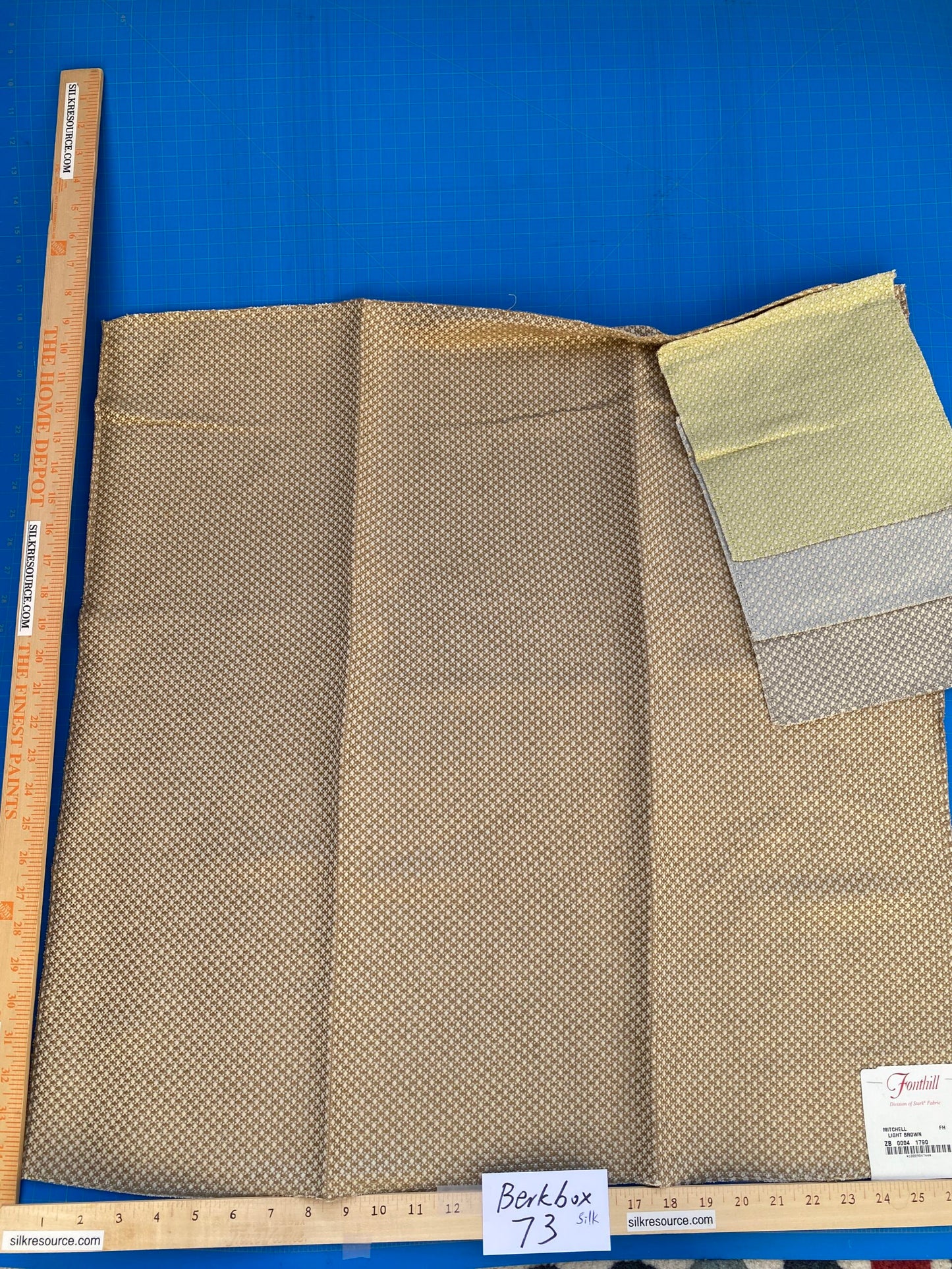 17 Berkbox73 Square Silk by Old World Weavers Mitchel Light Brown Small Scale Texture Plain Yellow MSRP USD 216/y