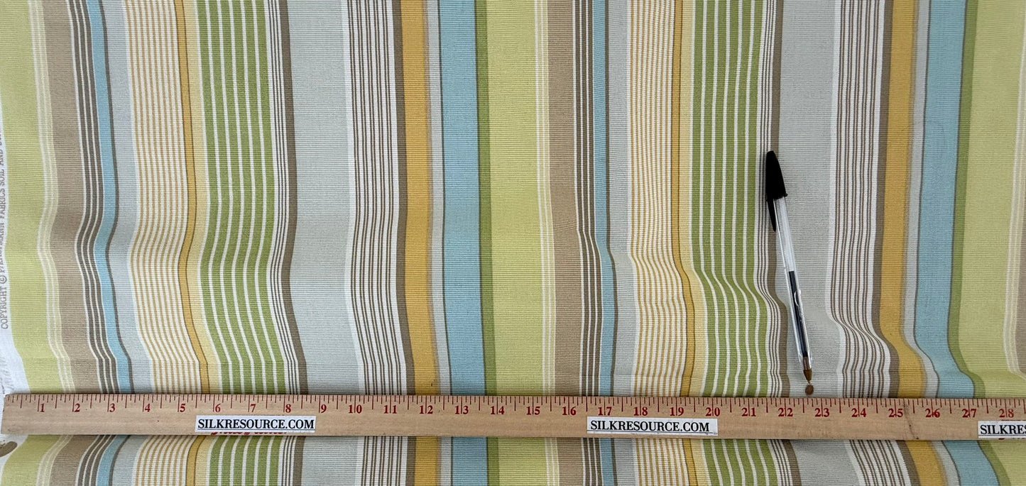 Kaufman Coastal Garden Beach Stripe Rainbow Blue Green Red Cotton - By The Yard