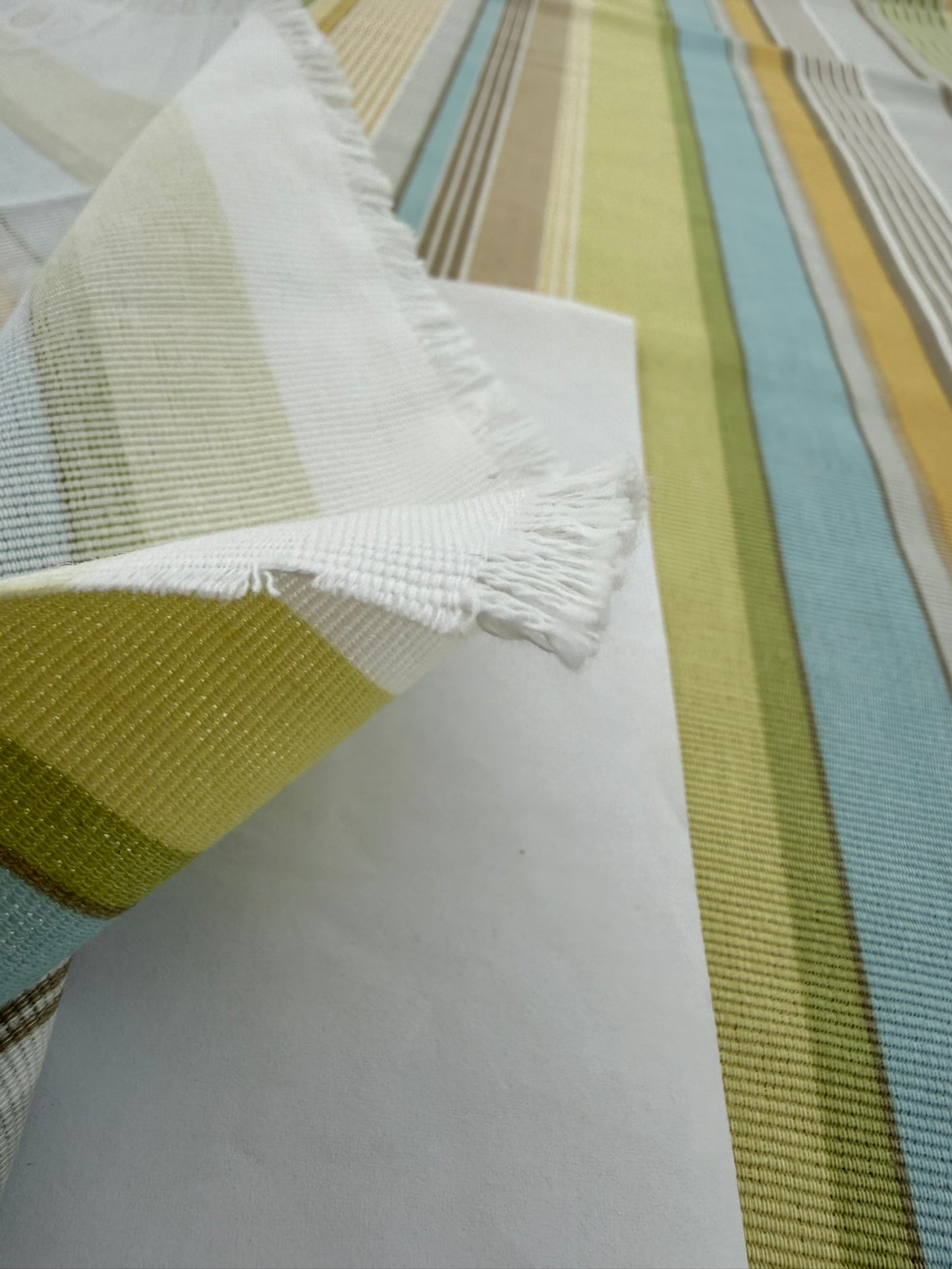 Kaufman Coastal Garden Beach Stripe Rainbow Blue Green Red Cotton - By The Yard