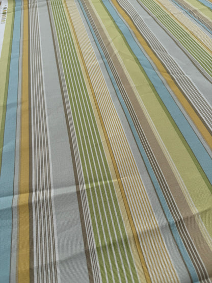 Kaufman Coastal Garden Beach Stripe Rainbow Blue Green Red Cotton - By The Yard