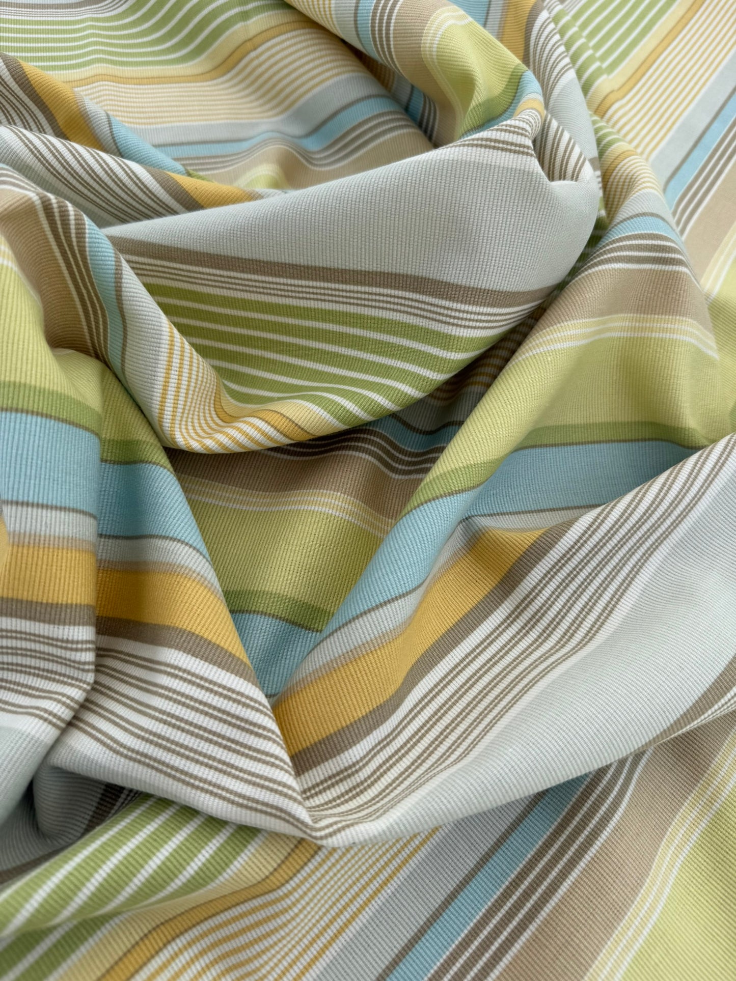 Kaufman Coastal Garden Beach Stripe Rainbow Blue Green Red Cotton - By The Yard