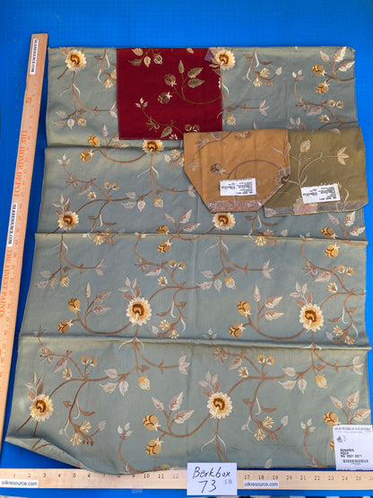 20 Berkbox73 Square Silk by Old World Weavers Benares Aqua Silk Embroidery 36"x 26" MSRP USD 250/y