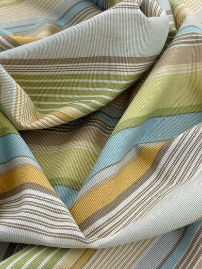 Kaufman Coastal Garden Beach Stripe Rainbow Blue Green Red Cotton - By The Yard