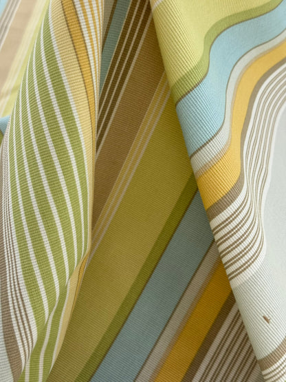 Kaufman Coastal Garden Beach Stripe Rainbow Blue Green Red Cotton - By The Yard