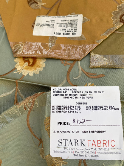 20 Berkbox73 Square Silk by Old World Weavers Benares Aqua Silk Embroidery 36"x 26" MSRP USD 250/y