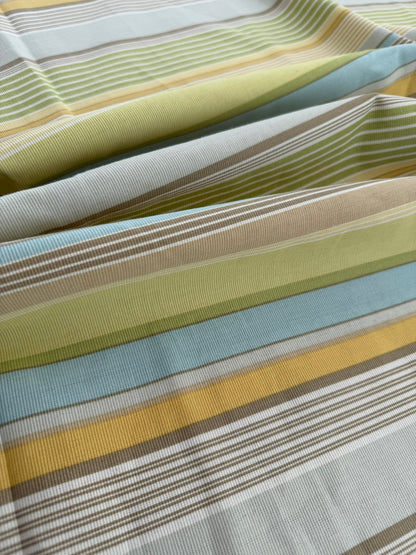 Kaufman Coastal Garden Beach Stripe Rainbow Blue Green Red Cotton - By The Yard
