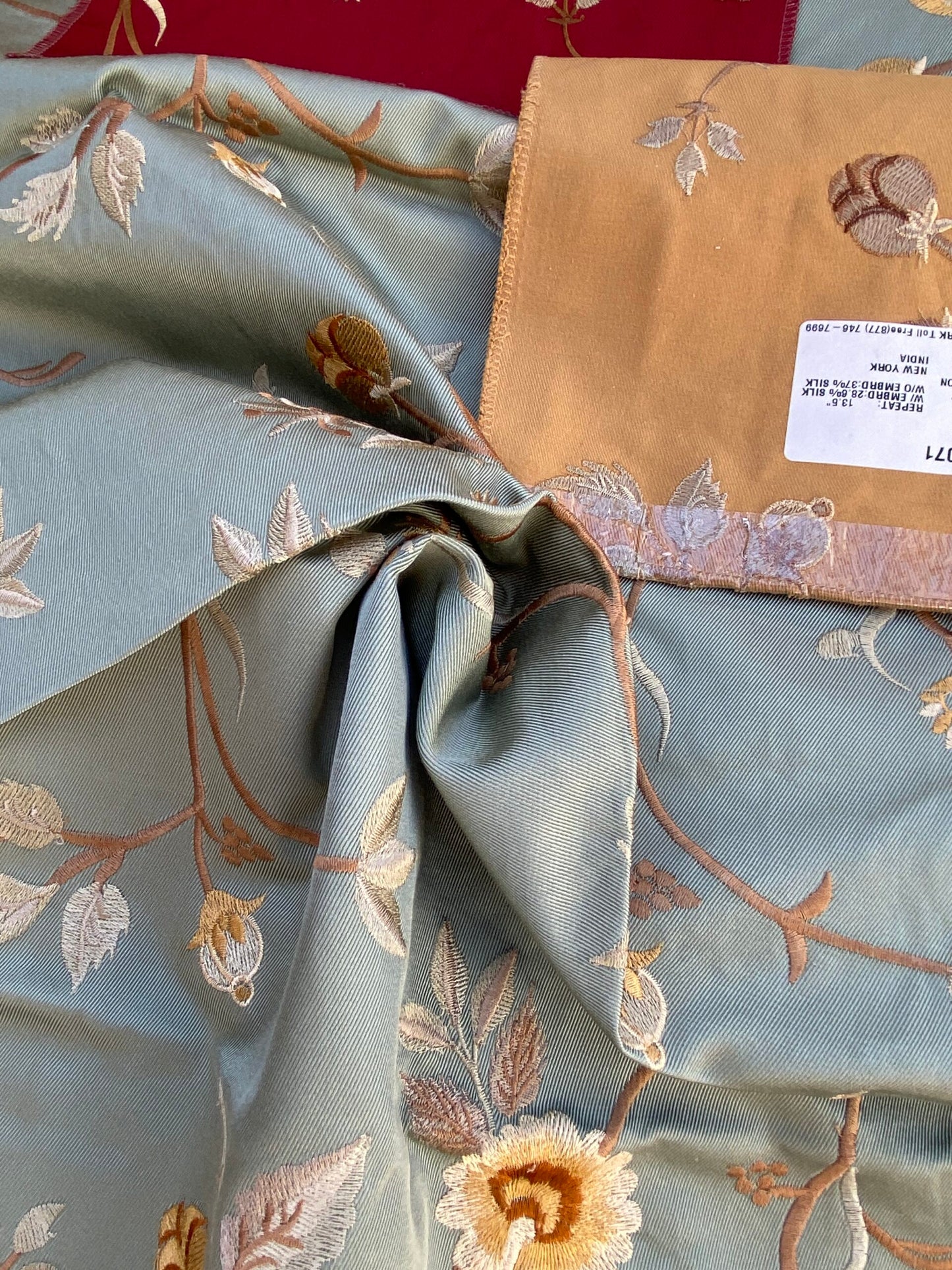 22 Berkbox73 Square Silk by Old World Weavers Benares Aqua Silk Embroidery MSRP USD 250/y