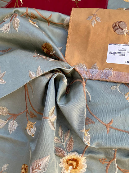 22 Berkbox73 Square Silk by Old World Weavers Benares Aqua Silk Embroidery MSRP USD 250/y