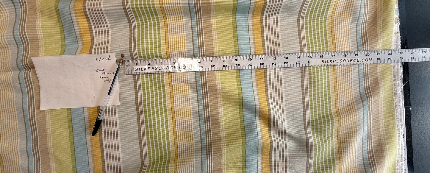 Kaufman Coastal Garden Beach Stripe Rainbow Blue Green Red Cotton - By The Yard