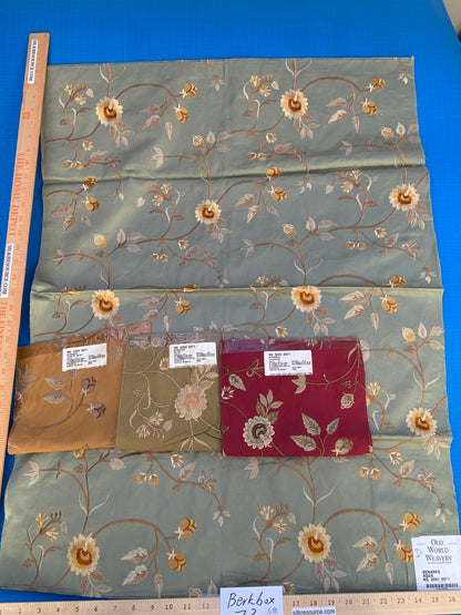 22 Berkbox73 Square Silk by Old World Weavers Benares Aqua Silk Embroidery MSRP USD 250/y