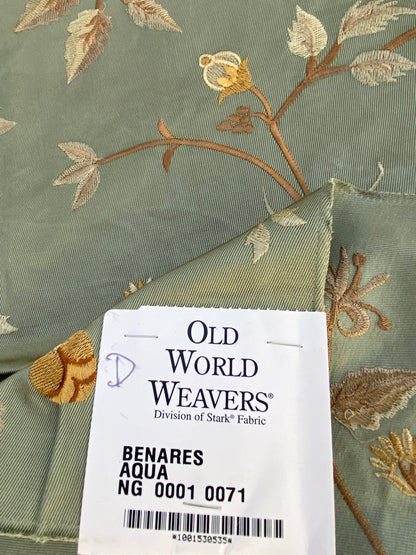 22 Berkbox73 Square Silk by Old World Weavers Benares Aqua Silk Embroidery MSRP USD 250/y