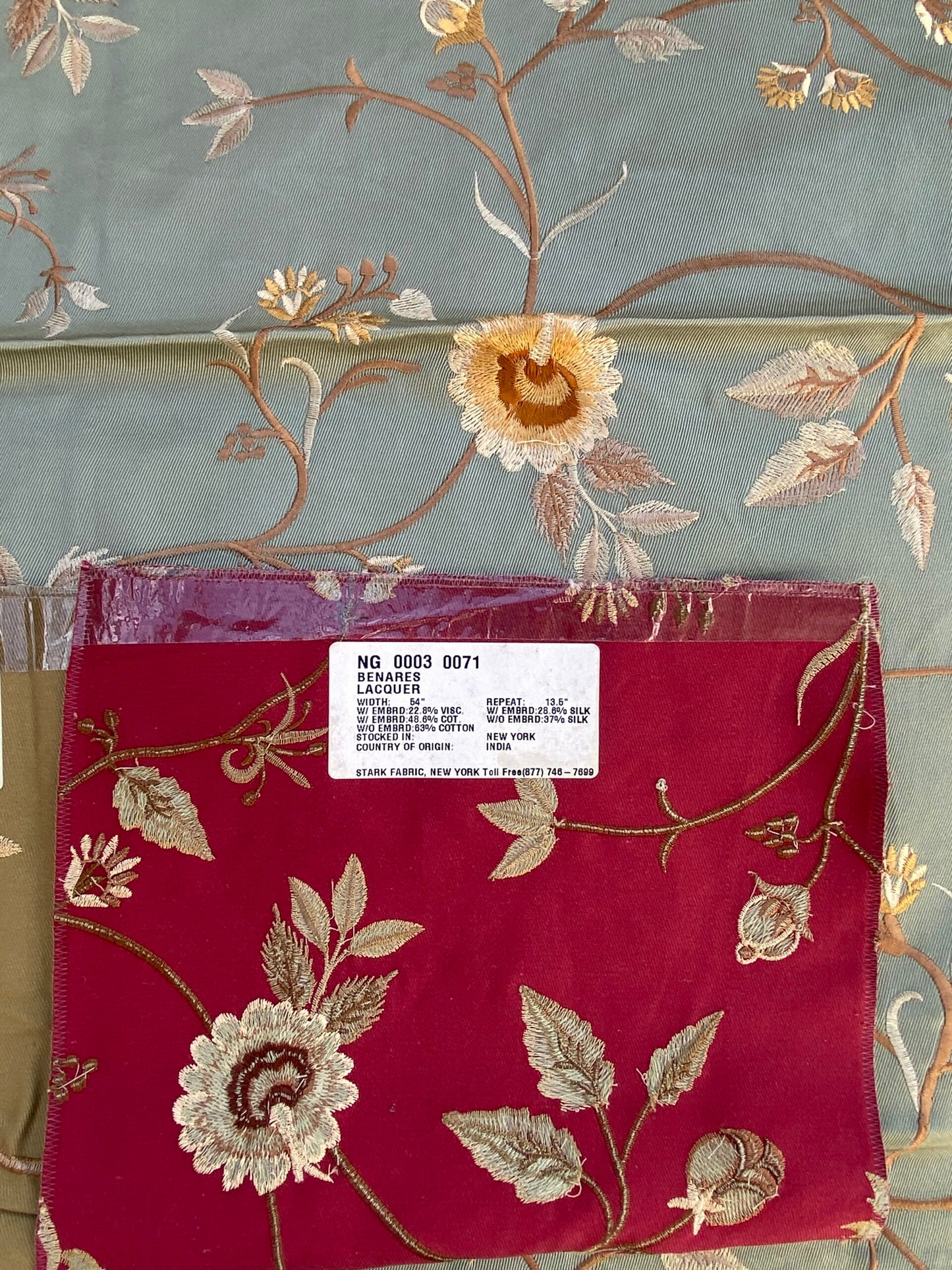 23 Berkbox73 Square Silk by Old World Weavers Benares Aqua Silk Embroidery MSRP USD 250/y