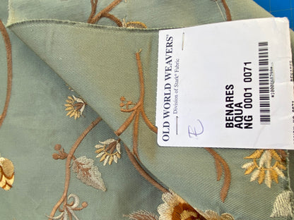 23 Berkbox73 Square Silk by Old World Weavers Benares Aqua Silk Embroidery MSRP USD 250/y