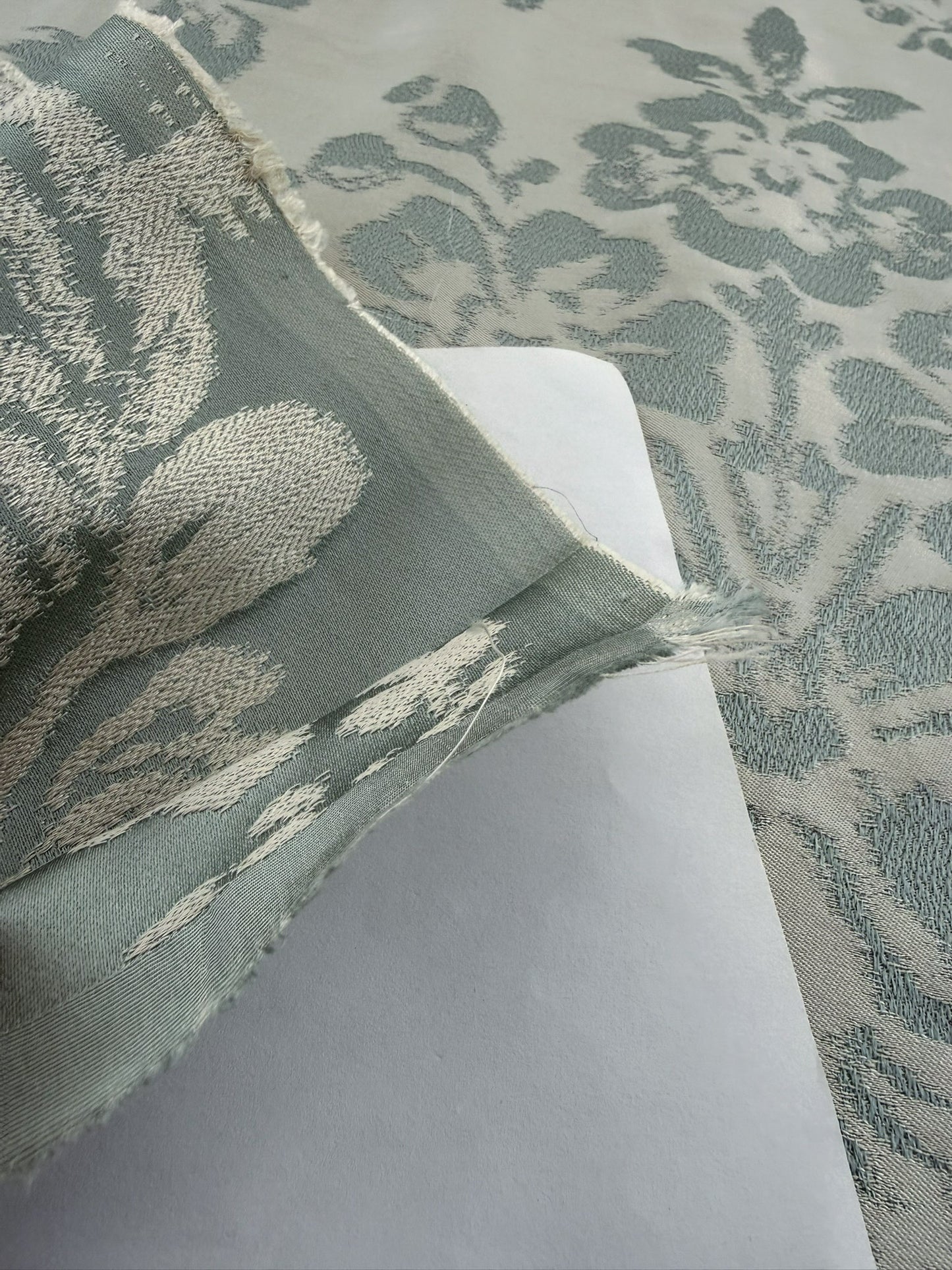 Fabricut Bellucci Porcelain Renaissance Blue White Cream Silk Lampas- By The Yard - MSRP USD339/y