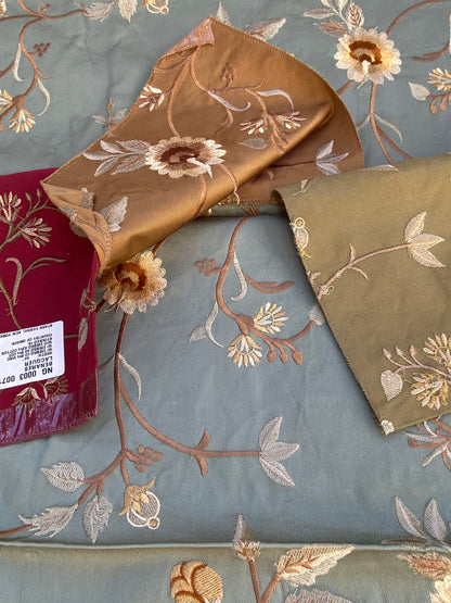 23 Berkbox73 Square Silk by Old World Weavers Benares Aqua Silk Embroidery MSRP USD 250/y