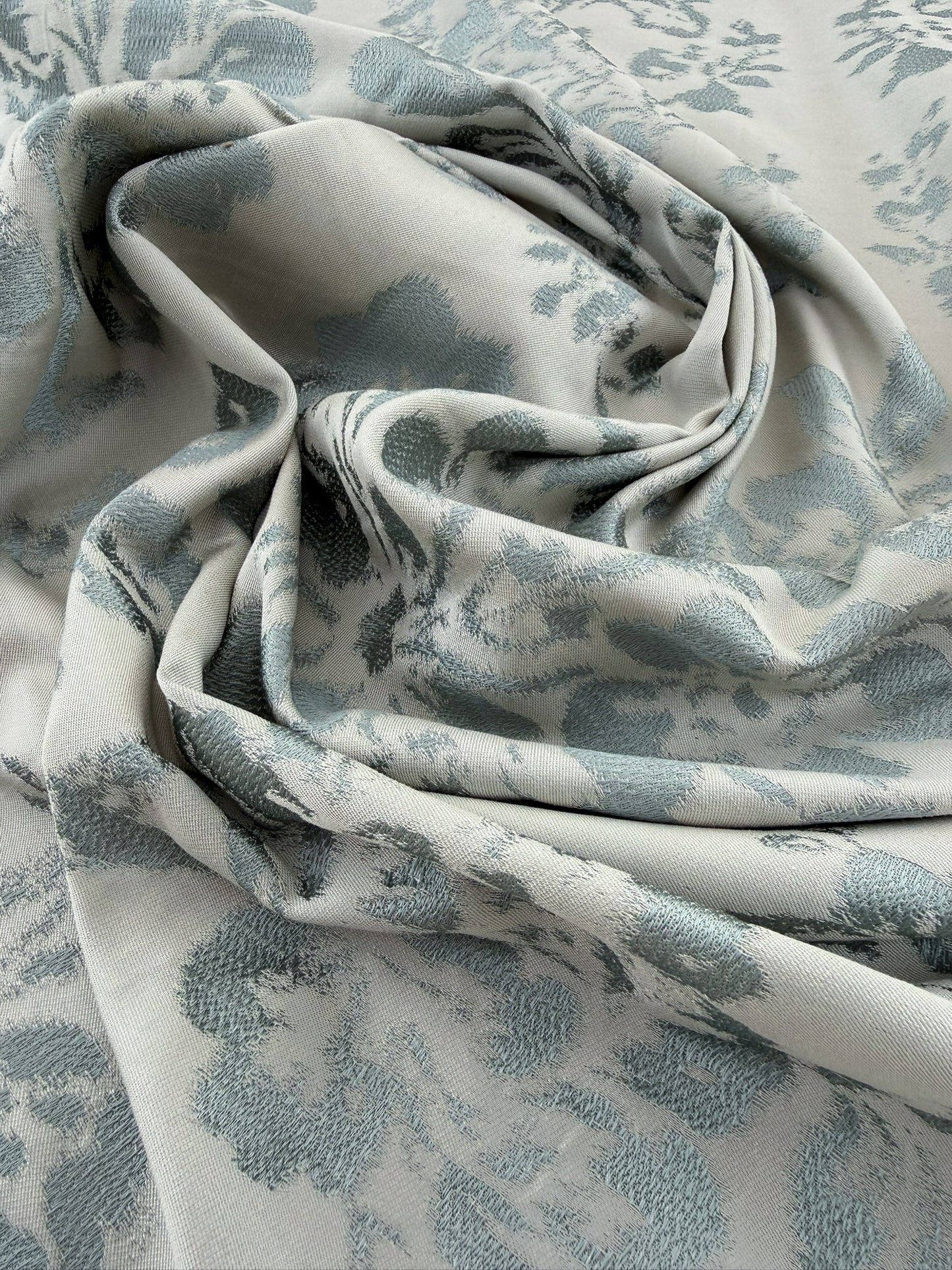 Fabricut Bellucci Porcelain Renaissance Blue White Cream Silk Lampas- By The Yard - MSRP USD339/y