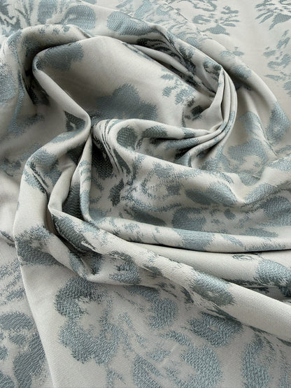 Fabricut Bellucci Porcelain Renaissance Blue White Cream Silk Lampas- By The Yard - MSRP USD339/y
