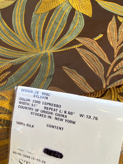 25 Berkbox73 Square Silk by Old World Weavers Sylvain Espresso Brown Tree Foliage MSRP USD 300+/y