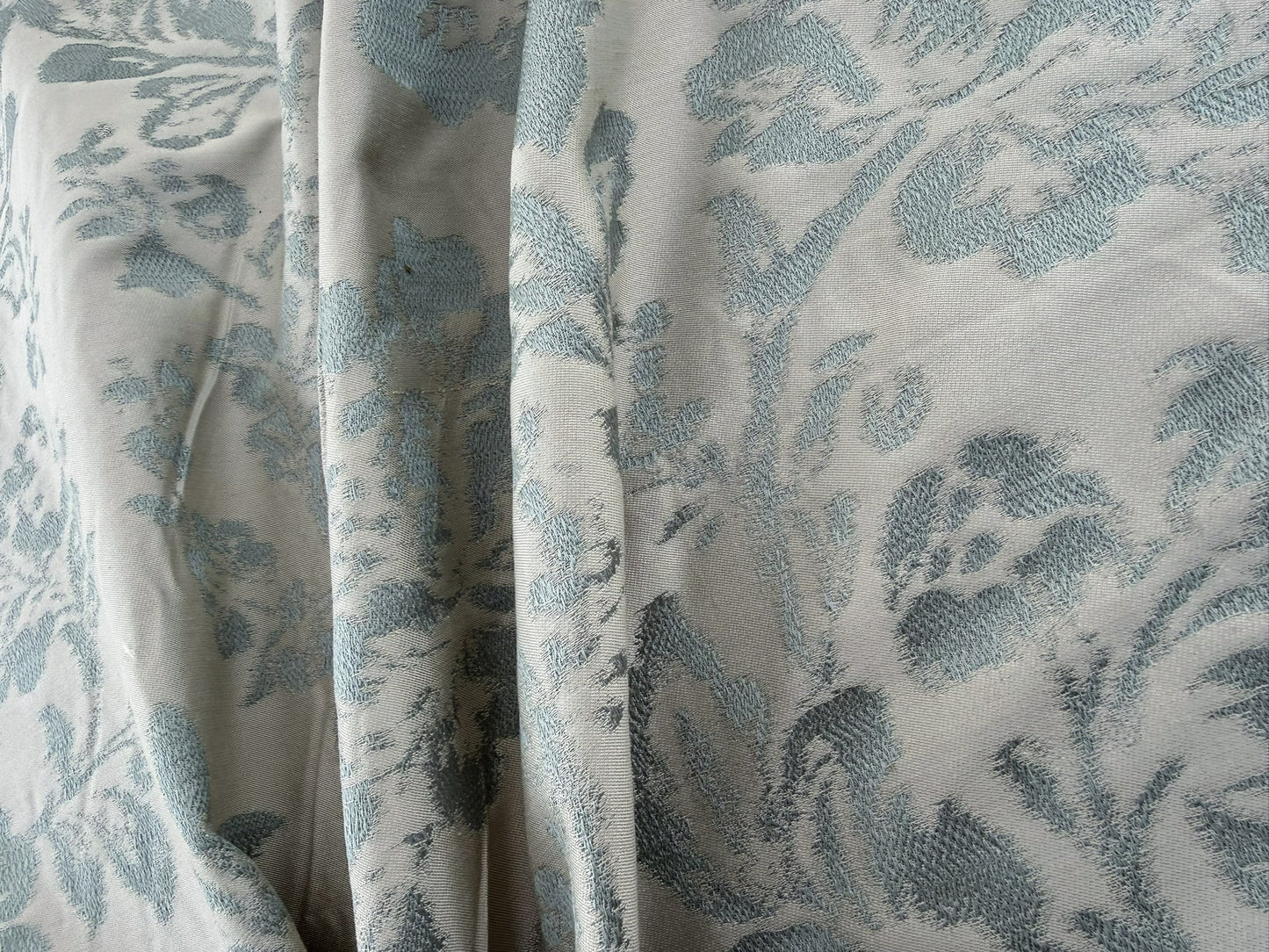 Fabricut Bellucci Porcelain Renaissance Blue White Cream Silk Lampas- By The Yard - MSRP USD339/y