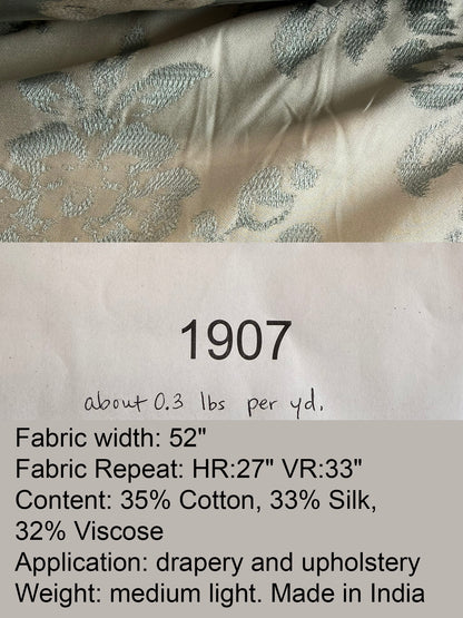 Fabricut Bellucci Porcelain Renaissance Blue White Cream Silk Lampas- By The Yard - MSRP USD339/y