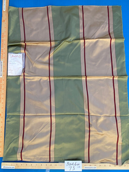 29 Berkbox73 Square Silk by Fonthill Caribu Stripe Green Taupe Red MSRP USD 200/y