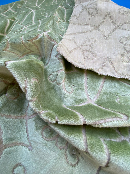 2 Berkbox74 Square Velvet by Old World Weavers Princess Aida Bamboo Green Cut Velvet Silky MSRP USD 228/Y