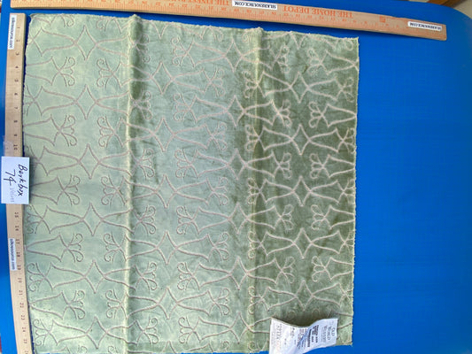 3 Berkbox74 Square Velvet by Old World Weavers Princess Aida Bamboo Green Cut Velvet Silky MSRP USD 228/Y